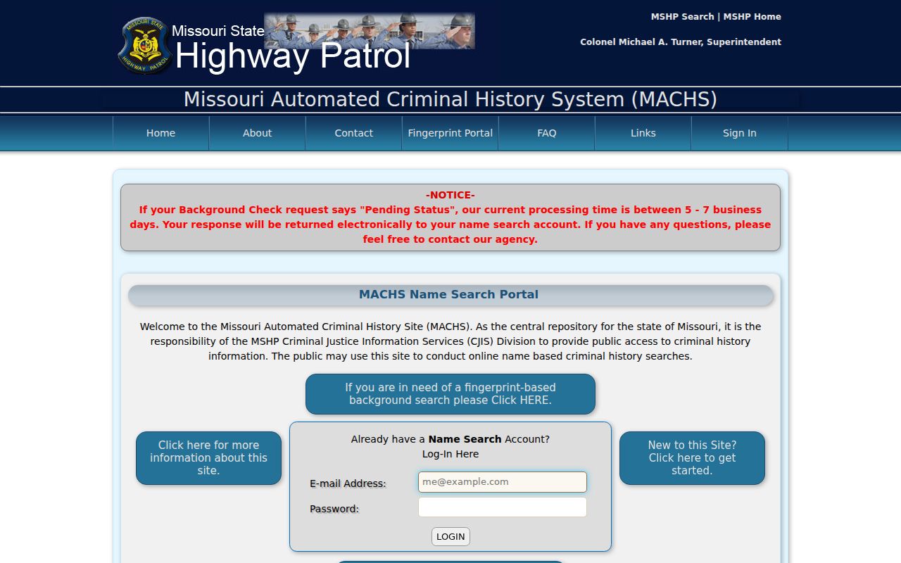 Marion County criminal history search through Missouri MACHS